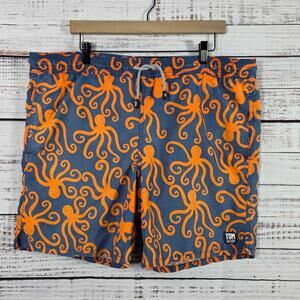 Tom & Teddy Swim Trunks men's size Large Octopus print blue orange